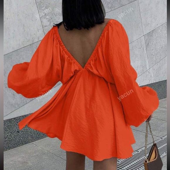 V-Neck Casual Long Sleeve Dress - Picture 2 of 3